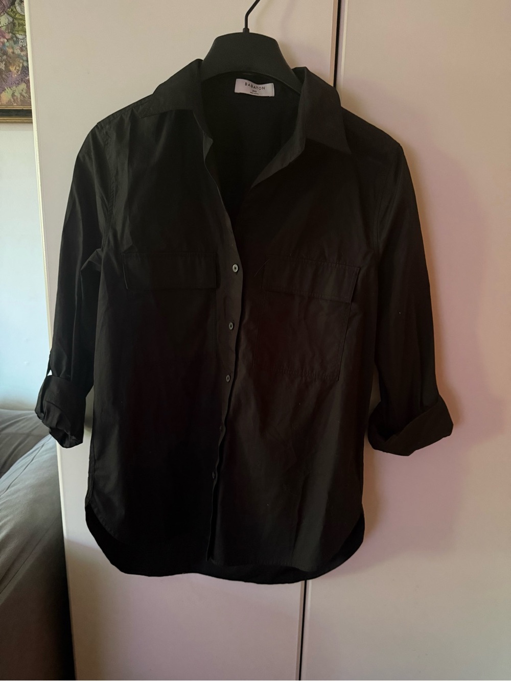 Babaton Black Button-Front Shirt Jacket